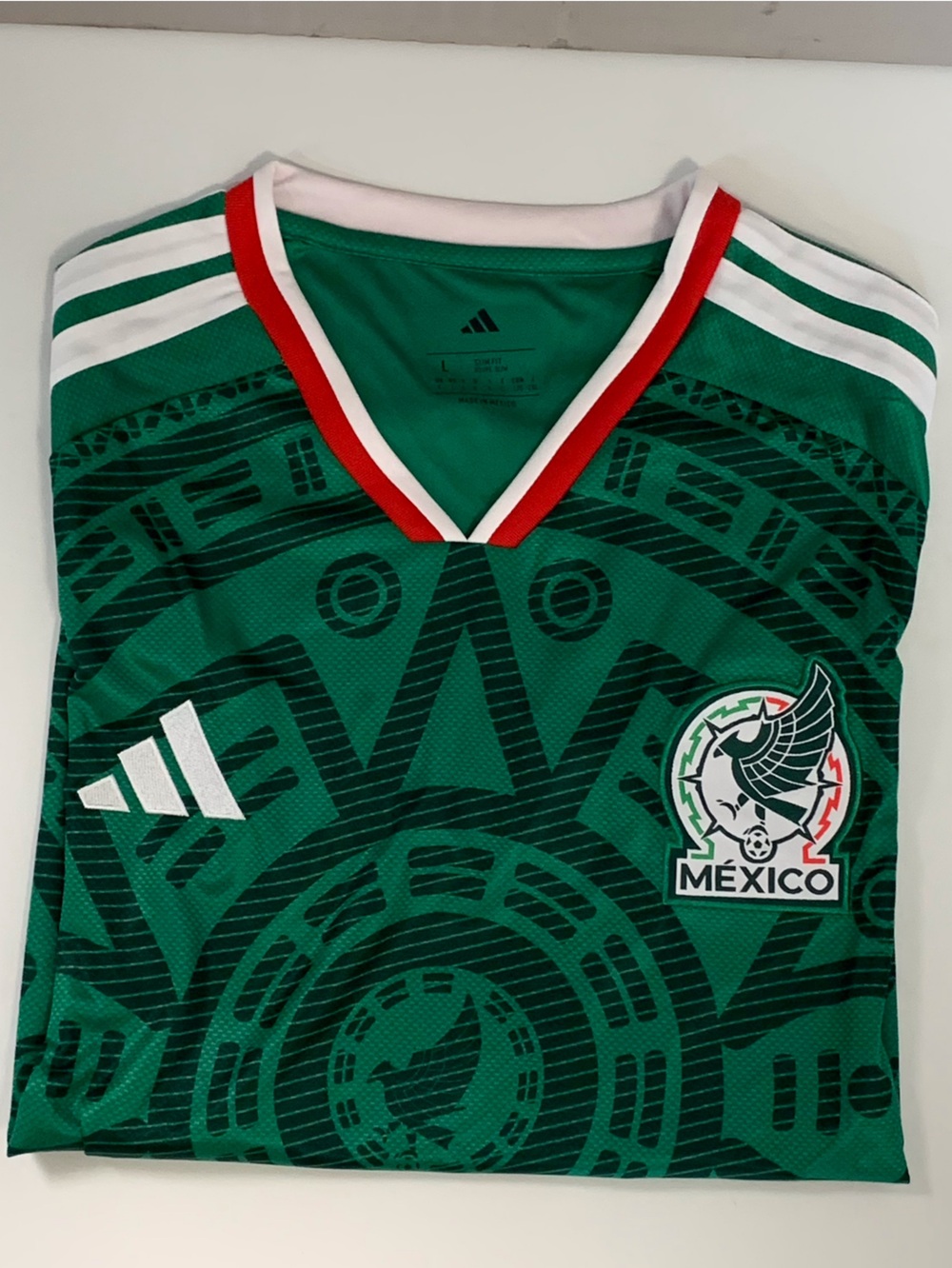adidas Green Mexico Soccer Jersey with Aztec Graphic - Picture 1 of 6